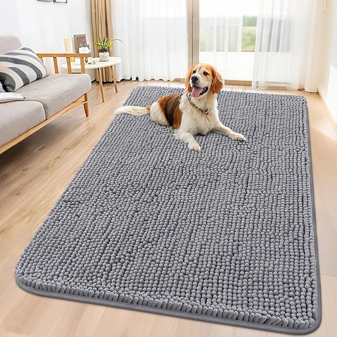 Smiry Dog Door Mat for Muddy Paws 59x32, Absorbent Dirt Trapper, Non-Slip by Smiry