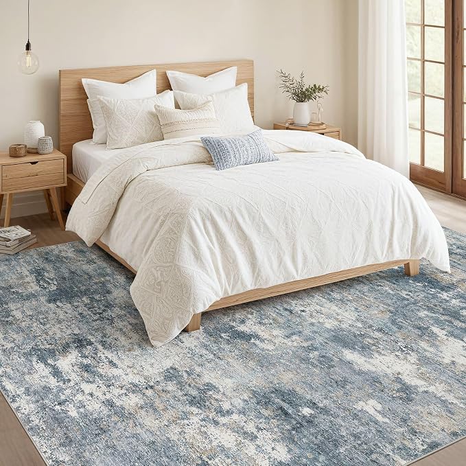 Nakagishi 10x12 Area Rugs Living Room: Washable Abstract Large Neutral Soft Rug - Image 5
