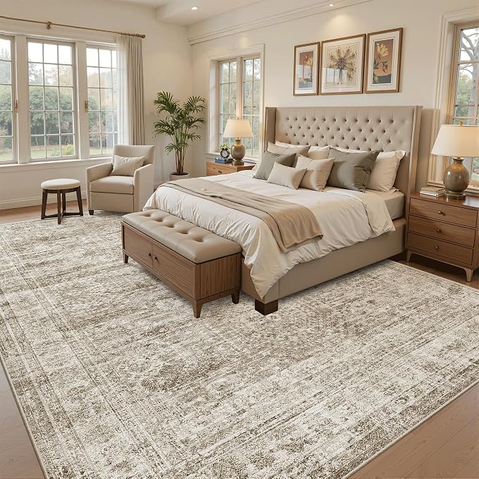 Soalmost 9x12 Area Rugs for Living Room, Non Slip Machine Washable Vintage Rugs - Image 3