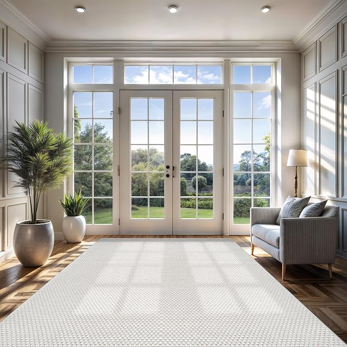 CAMILSON Easy Jute Rug 10x14 Indoor Outdoor Off-White Farmhouse Area Rugs - Image 5