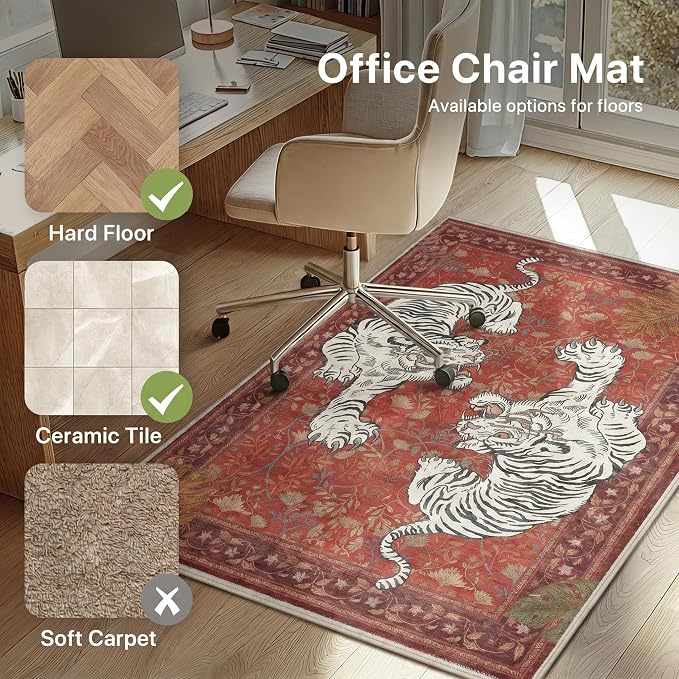 36"x60" Office Chair Mat for Hardwood Tile Floor, Under Desk Carpet Protector - Image 3