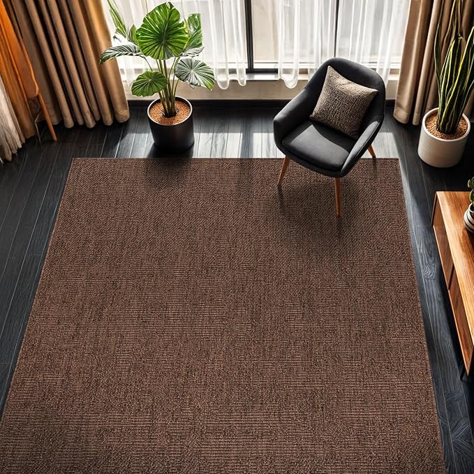 CAMILSON Easy Jute Rug 8x10, Indoor Outdoor Brown Color Fiber Area Rugs by CAMILSONIndoorOutdoorAreaRugs