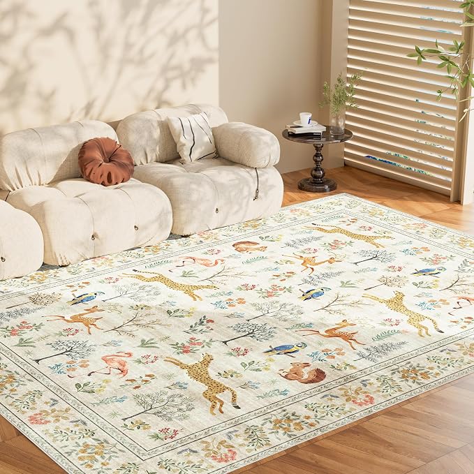 DUKINO 5x7 Rug, Washable Animal Living Room Rug - Image 9