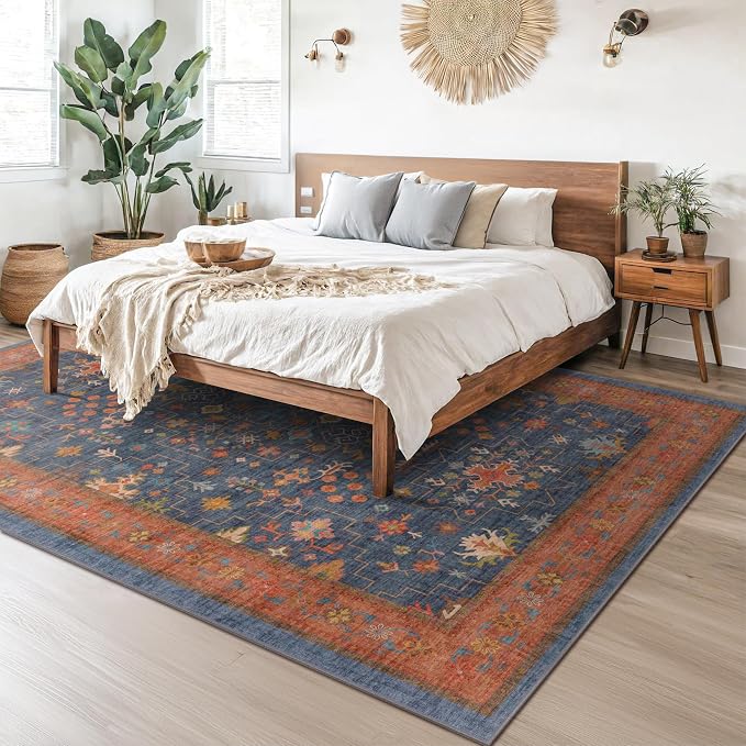 Navy Blue Area Rugs 9x12 Living Room, Dining Room Rugs - Image 6