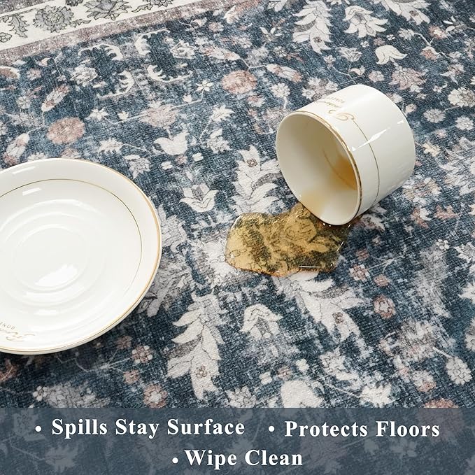 2x8ft Washable Non Slip Kitchen Rugs – Boho Floral Stain-Resistant Low-Pile - Image 6