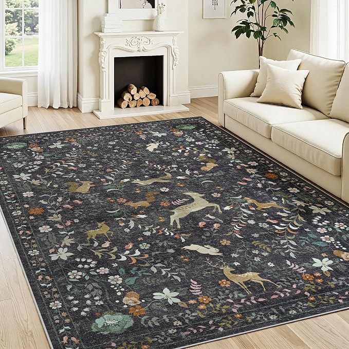 6x9 Area Rugs Washable Rug: Large Boho Living Room Rug Soft Non-Slip Low Pile - Image 2