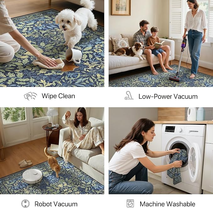 GENIMO Floral Washable Runner Rug 2’6” x 8’, Non-Slip Long Hallway Carpet - Image 6
