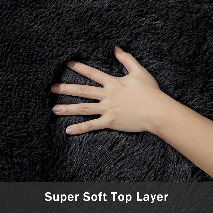 6x9 Area Rug for Living Room:Ultra Soft Fluffy Shag Black Rugs, Large Fuzzy - Image 9