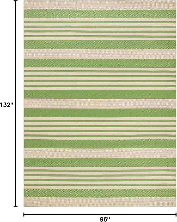SAFAVIEH Courtyard Collection 8' x 11' Green/Beige CY6062 Stripe Indoor/ - Image 2