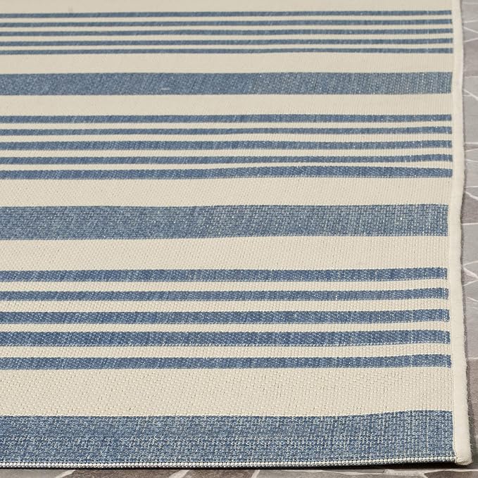 SAFAVIEH Courtyard Collection 2'3' x 10' Beige/Blue CY6062 Stripe Indoor/ - Image 3