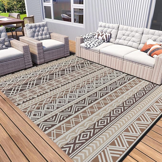 MontVoo Outdoor Rug Carpet Waterproof-Patio Rug Mat 8x10 Reversible RV Outdoor by MontVoo