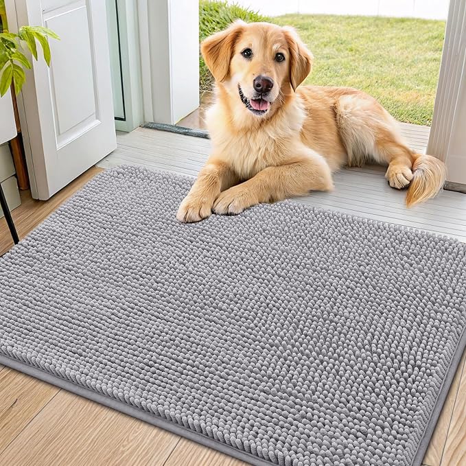 Smiry Dog Door Mat for Muddy Paws 36x24, Absorbent Dirt Trapper, Non-Slip by Smiry