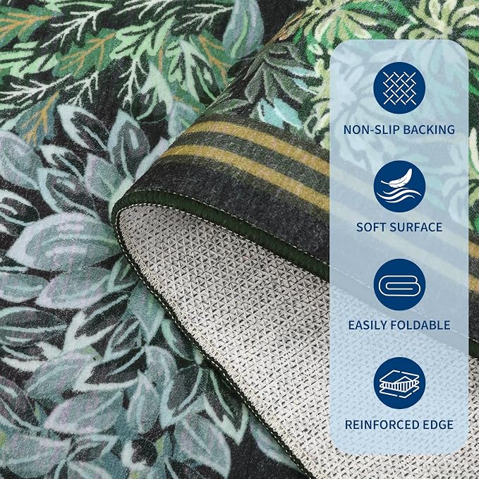 GarveeHome Forest Runner Rug 2.5x8, Botanical Low Pile Non Slip Stain - Image 6
