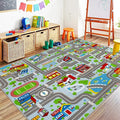 Capslpad Sky Blue Car Road Kid Rug Carpet Playmat by CapslpadDirect