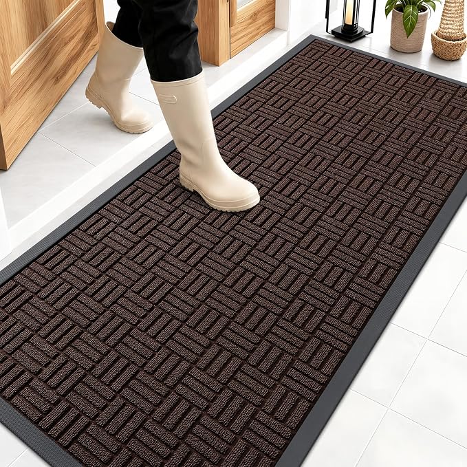 OLANLY Front Door Mat Outside Entrance 59x23, Heavy Duty Sturdy Natural Rubber by OLANLY