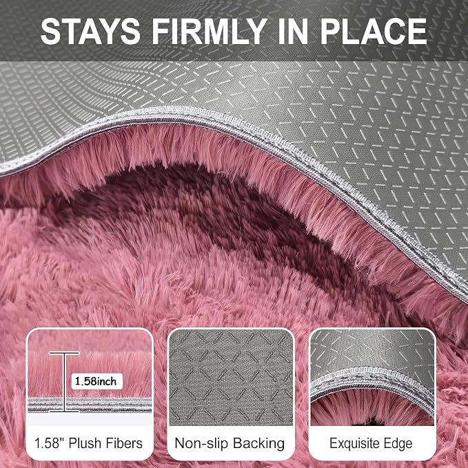 Soft Runner Rug for Bedroom Living Room, 3x10 ft Fluffy Blush Pink Rug for - Image 6