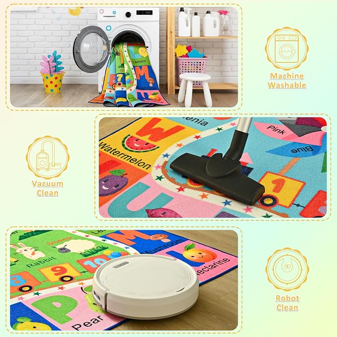 Maxsoft Kids Rug for Playroom, Educational 6x9 Play Mat for Classroom, Washable - Image 9
