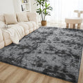 Litanika 8x10 Shag Area Rug for Living Room Bedroom, Tie-Dyed Dark Grey High by Litanika