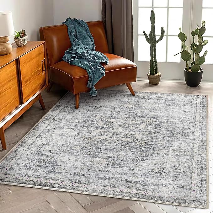 CHAMPLANT Area Rug 6'x9' Washable Vintage Traditional Floor Cover Thin Retro - Image 2