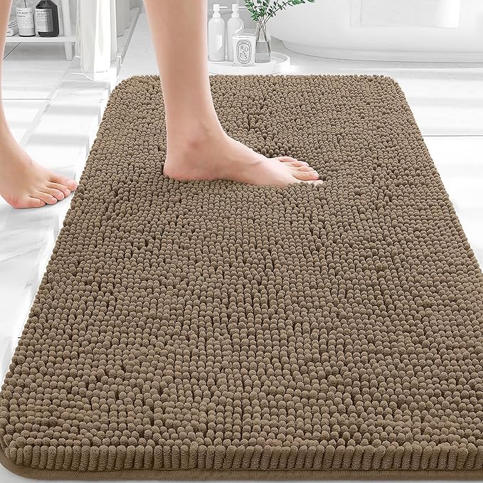 OLANLY Bathroom Rugs 32x20, Extra Soft Absorbent Chenille Bath Rugs, Rubber by OLANLY