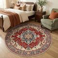 RELEANY Area Rugs Round 5ft Washable Non-Slip, Floral Vintage Distress by RELEANY
