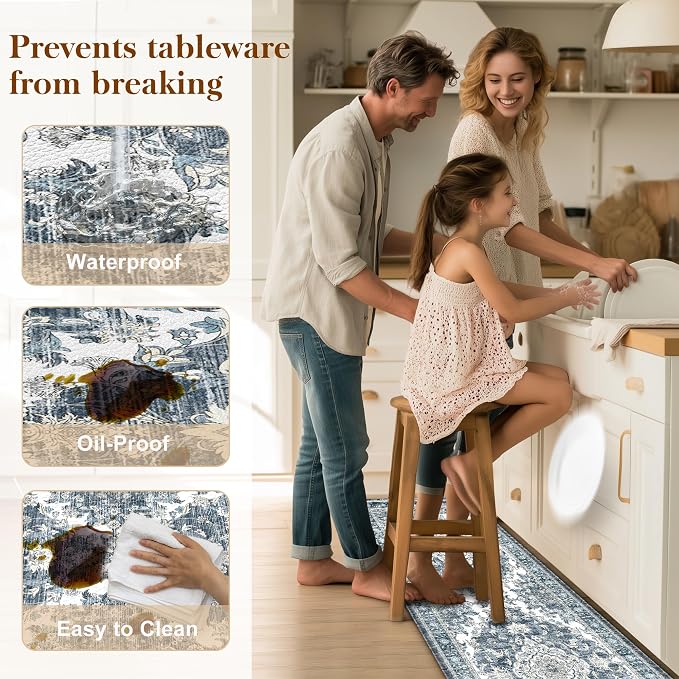 Boho Kitchen Mats for Floor 2 Piece Set Anti Fatigue Cushioned PVC Kitchen Rugs - Image 5