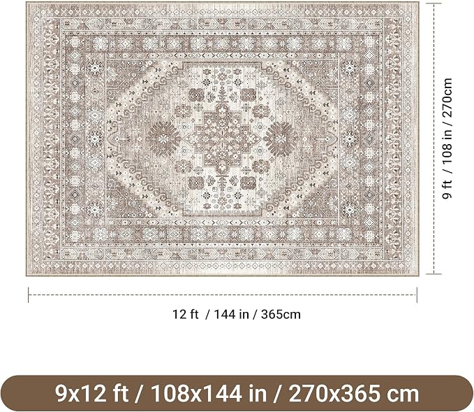 befbee 9x12 Area Rug, Ultra-Thin Washable Rugs - Image 2