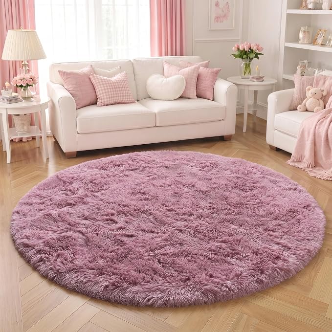 Amdrebio Blush Pink Circle Round Rug 5Ft - Image 5