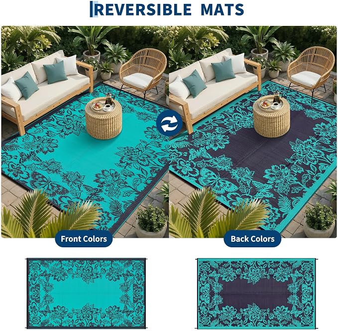 Garvee Outdoor Rugs 8’x10’ Waterproof Reversible Mats, Large Area Plastic Straw - Image 3