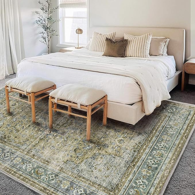 CHAMPLANT Area Rug 6'x9' Washable Vintage Traditional Floor Cover Thin Retro - Image 3