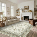 Beige and Taupe Farmhouse Washable 9x12 Area Rugs by BILEEHOME