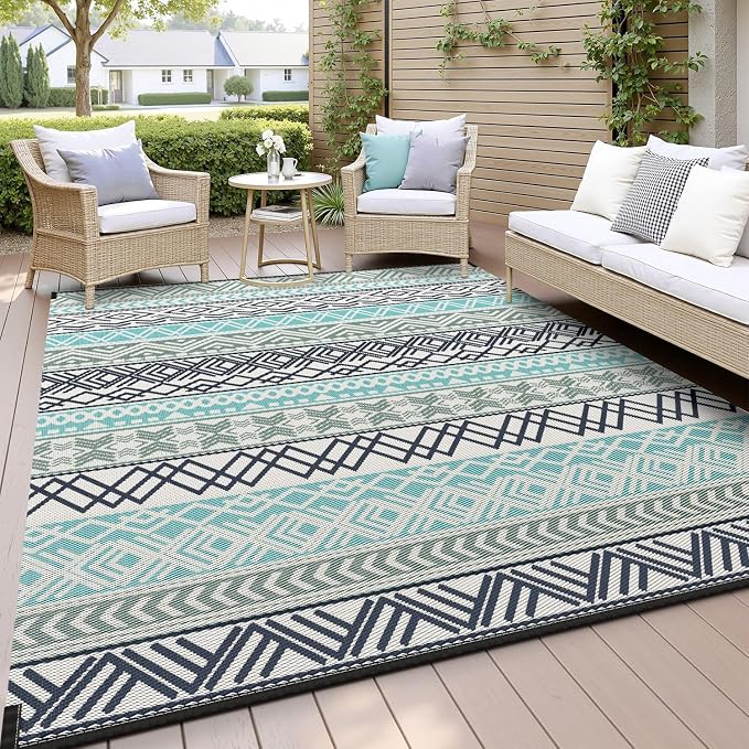 MontVoo Outdoor Rug Carpet Waterproof-Patio Rug Mat 5x8 Reversible RV Outdoor by MontVoo