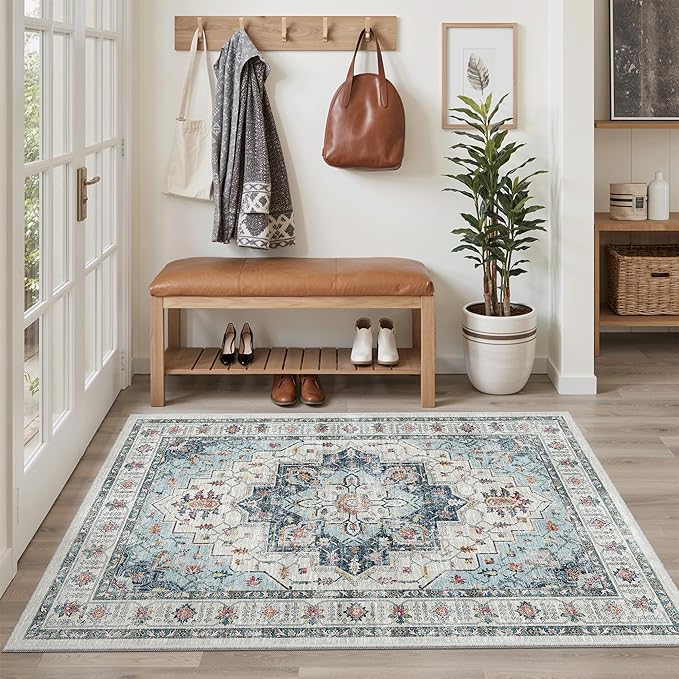Madane Area Rug 3x5, Entryway Washable Vintage Runners Bedroom Non Slip Indoor by Madane