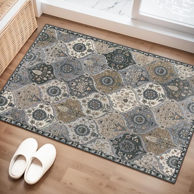 Lahome Moroccan Trellis Area Rug, 2x3 Entryway Rug Non-Slip Washable Indoor by Lahome