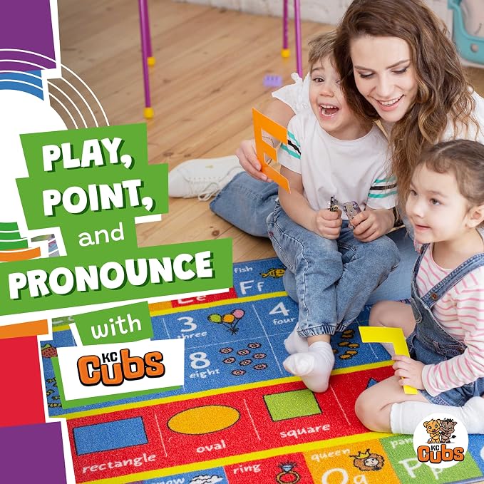 KC Cubs 5x7 ABC Alphabet, Numbers & Shapes Rug – Educational Non-Slip Play Mat - Image 12