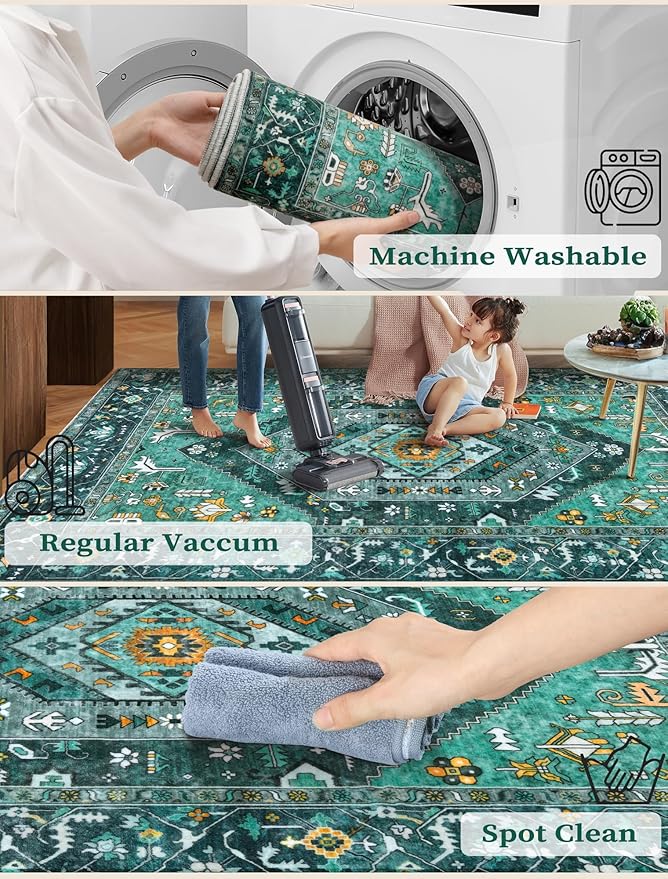 SERISSA Boho Kitchen Runner Rug, 3x7 Washable Non-Slip Runner Rug - Image 2
