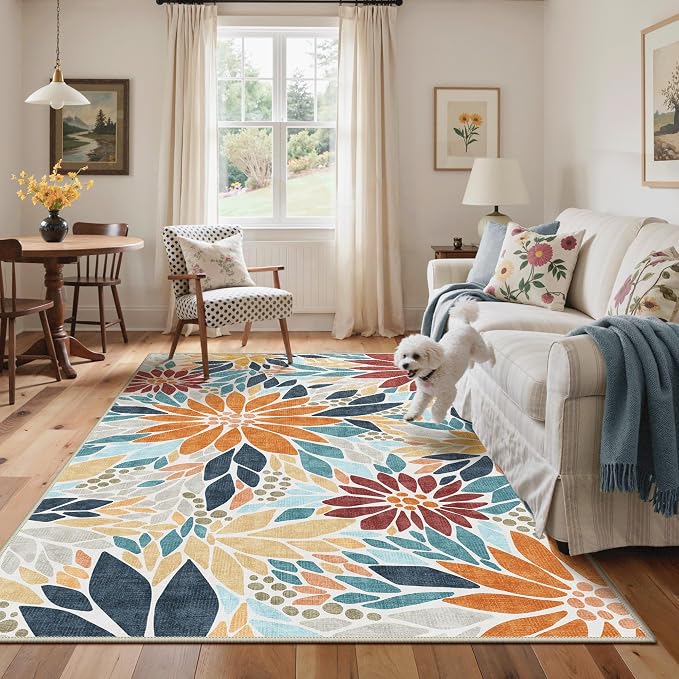 GENIMO Indoor Outdoor Area Rug 5'x8', Machine Washable Rugs - Image 4