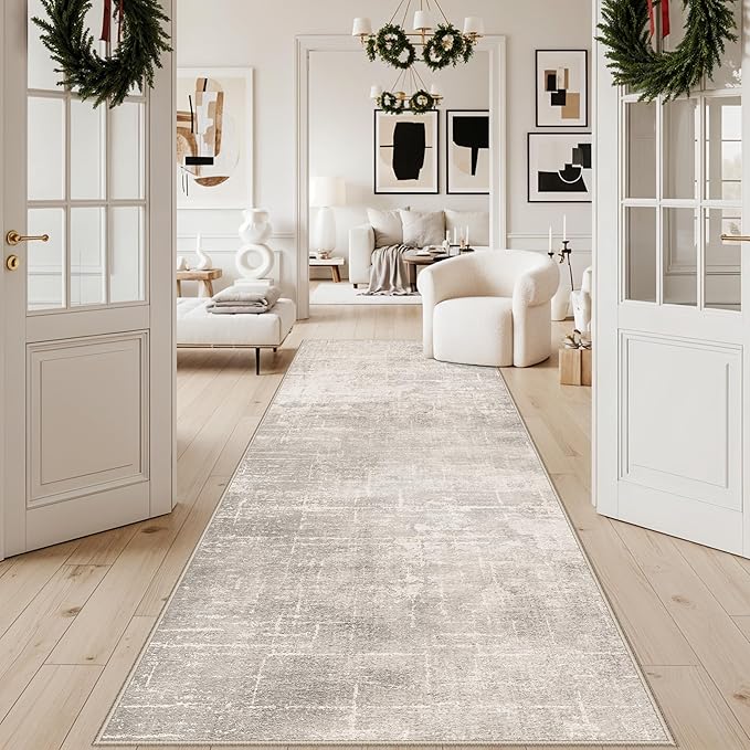 Hallway 4x10 Washable Runner Rug:Stain Resistant Abstract Rug - Image 6