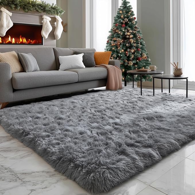 PAGISOFE Grey Area Rugs for Living Room Bedroom Rug 5x8 Rugs Soft Plush Fluffy - Image 8