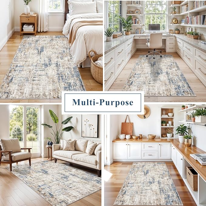 4x6 Washable Entryway Rug – Non-Slip Low-Pile Small Area Rug - Image 4