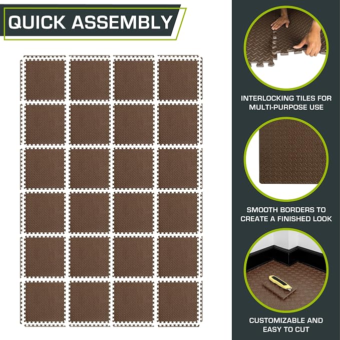 ProsourceFit Exercise Puzzle Mat 1/2-inch, EVA Interlocking Foam Floor Tiles - Image 5