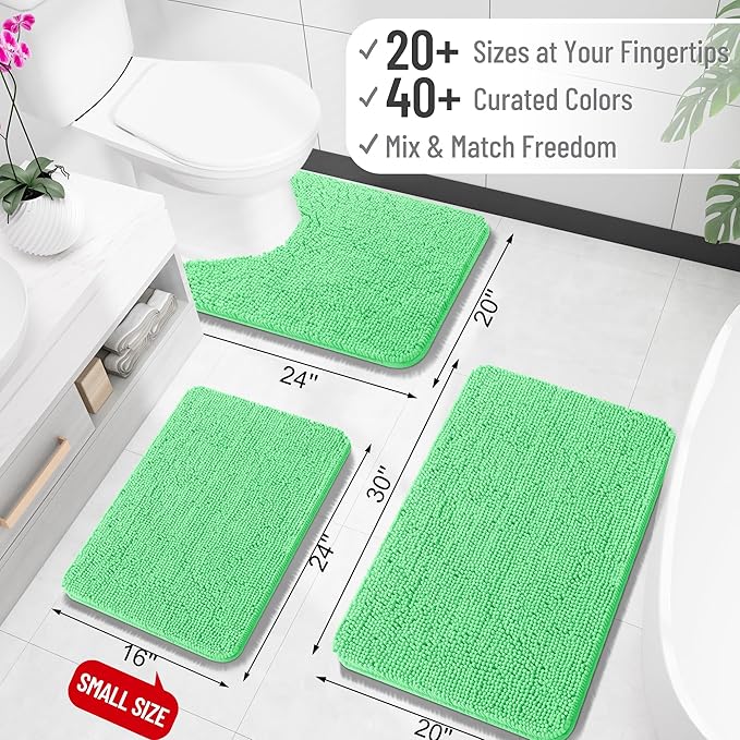 OLANLY Bathroom Runner Rugs 47x17, Soft Absorbent Chenille Bath Rugs, Rubber - Image 2