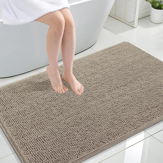 OLANLY Large Bathroom Rugs 44x32, Extra Soft Absorbent Chenille Bath Rugs by OLANLY