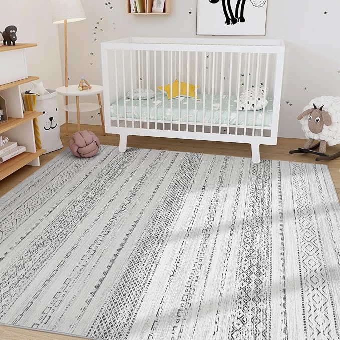Nakagishi Area Rug Living Room Rugs: 5x7 Machine Washable Boho Large Neutral - Image 7