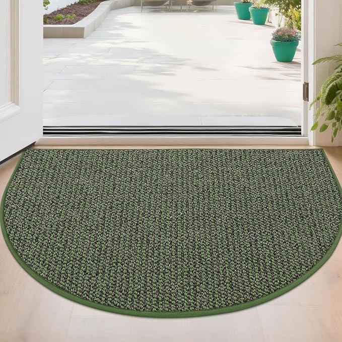 BEQHAUSE Dirt Trapper Door Mat 24" x 36" Half Circle Non-Slip Washable Doormats by BEQHAUSE