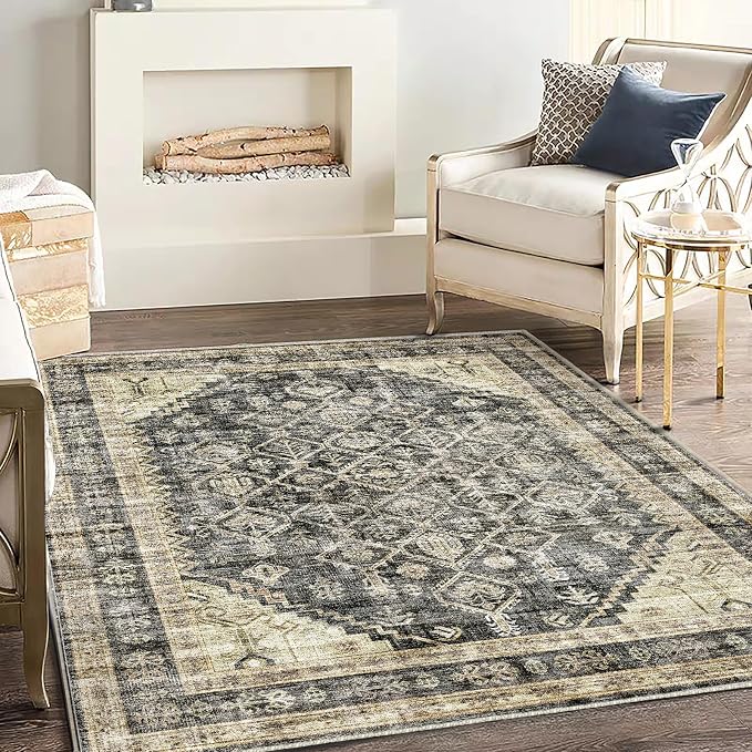 CHAMPLANT Washable Area Rug 4'x6' Vintage Traditional Floor Cover Foldable Thin - Image 2