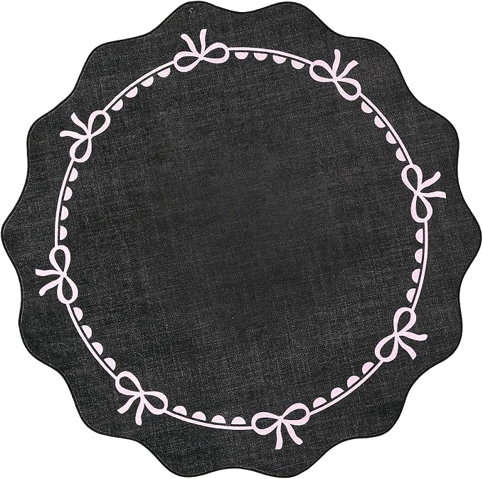 GarveeHome Scalloped Bow Rug for Living Room, 6ft Round Rugs Washable Solid Rug - Image 4