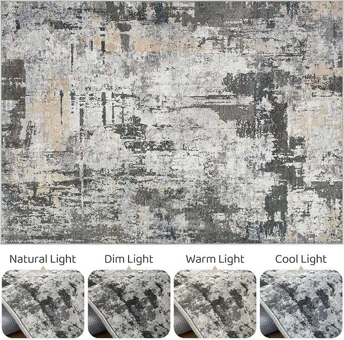 7x10 Area Rug Living Room: Washable Large Abstract Modern Soft Rug Stain - Image 9
