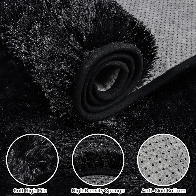 6x9 Area Rugs for Living Room Rug: Soft Fluffy Shag Black Rugs for Bedroom - Image 6