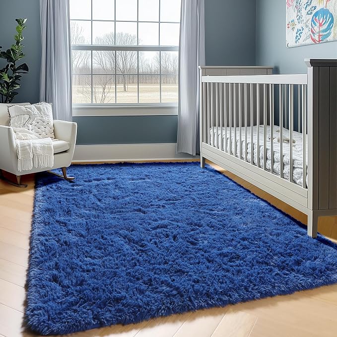 ONASAR Navy Area Rugs for Bedroom Living Room, 4x6 Blue Fluffy Indoor Bedside - Image 7